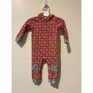 Burt's Bees Baby 100% Organic Cotton Red Snowflake Hooded Baby Coverall - 6-9M